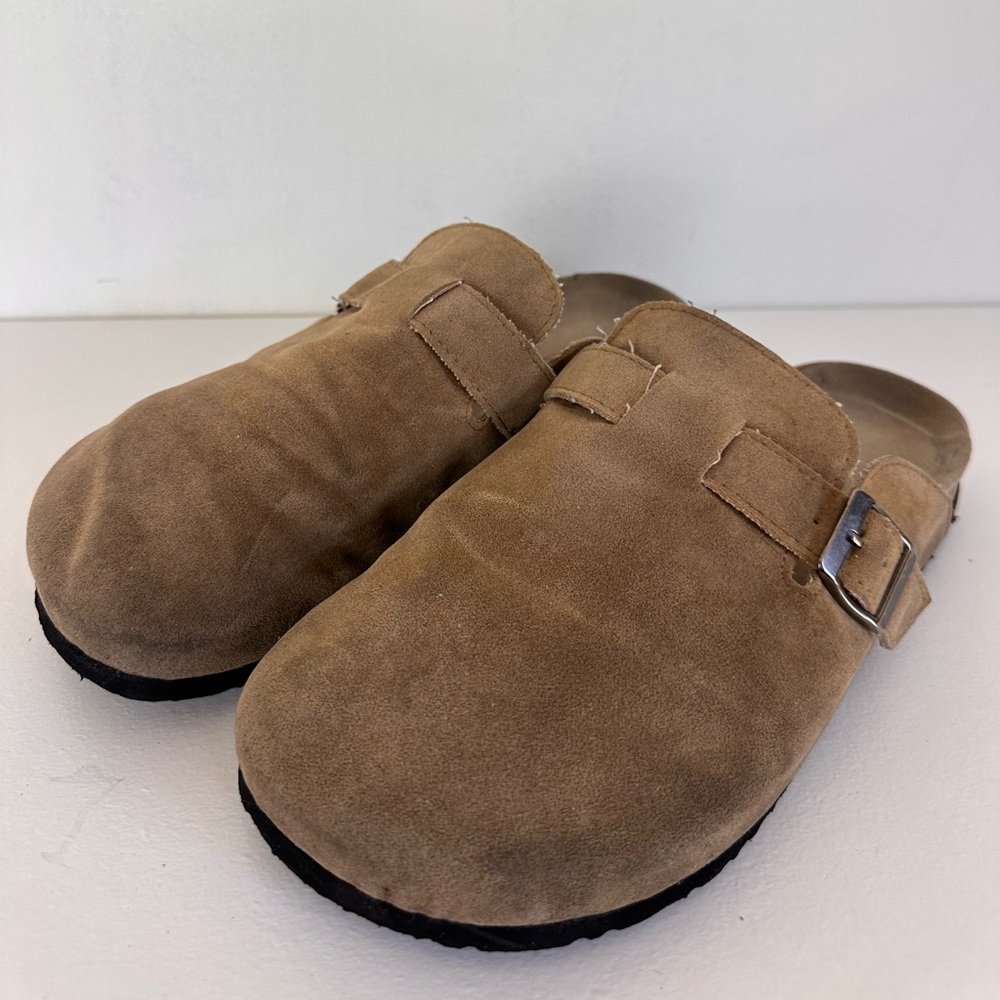 Brown Suede Slip-On Clogs women US 8